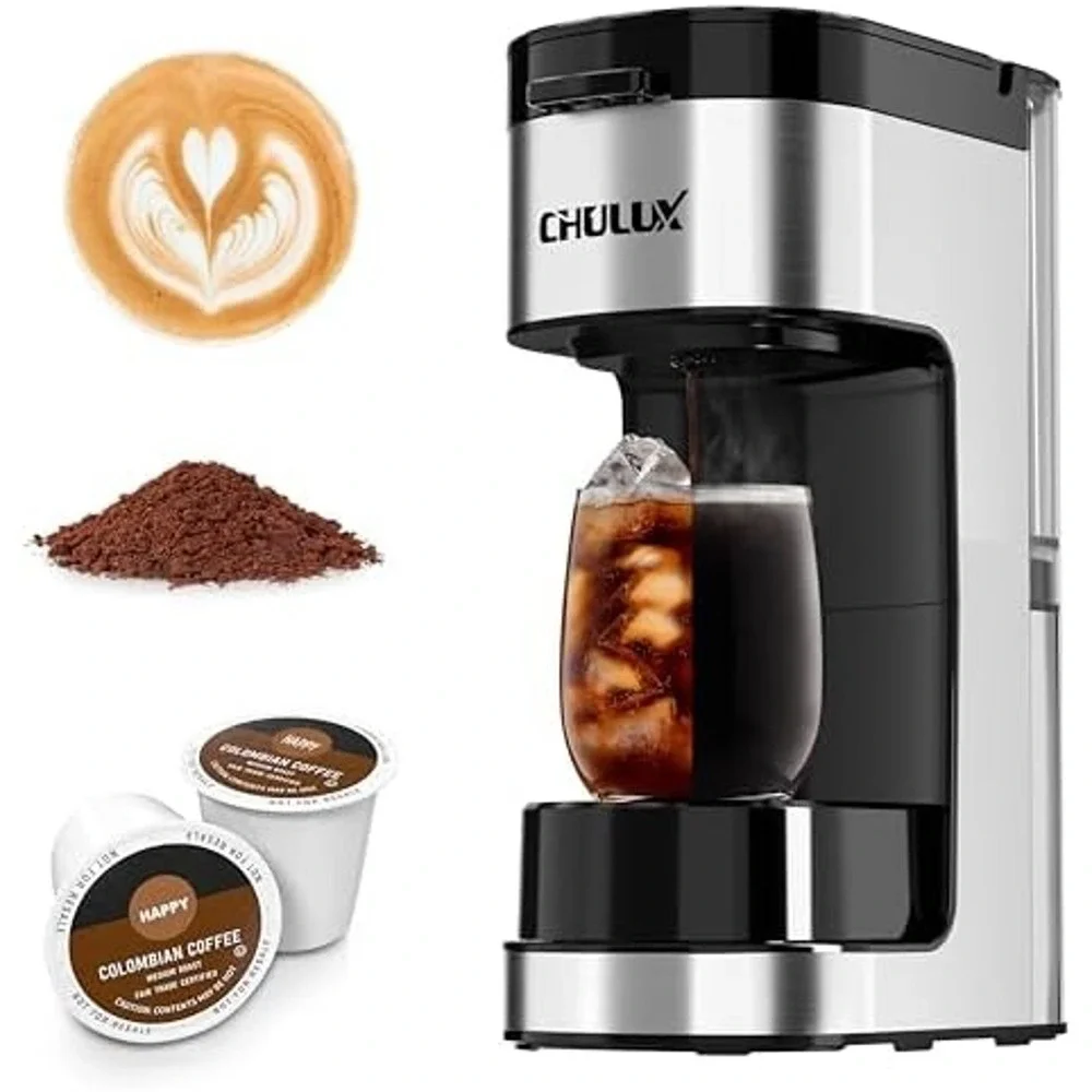 CHULUX Single Serve Coffee Maker SOLOBREW 2-in-1 Capsule & Ground Coffee Machine